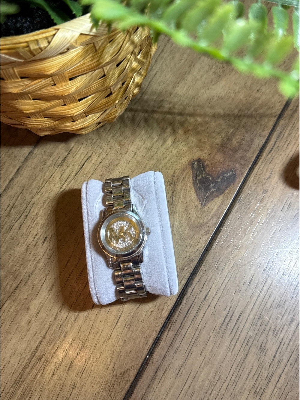 Michael Kors Silver-Tone Crystal Logo Watch